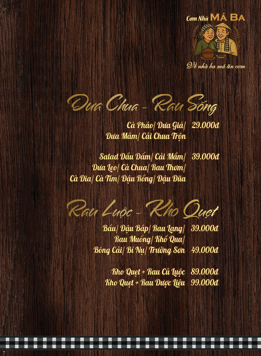 DƯA CHUA - RAU LUỘC - KHO QUẸT