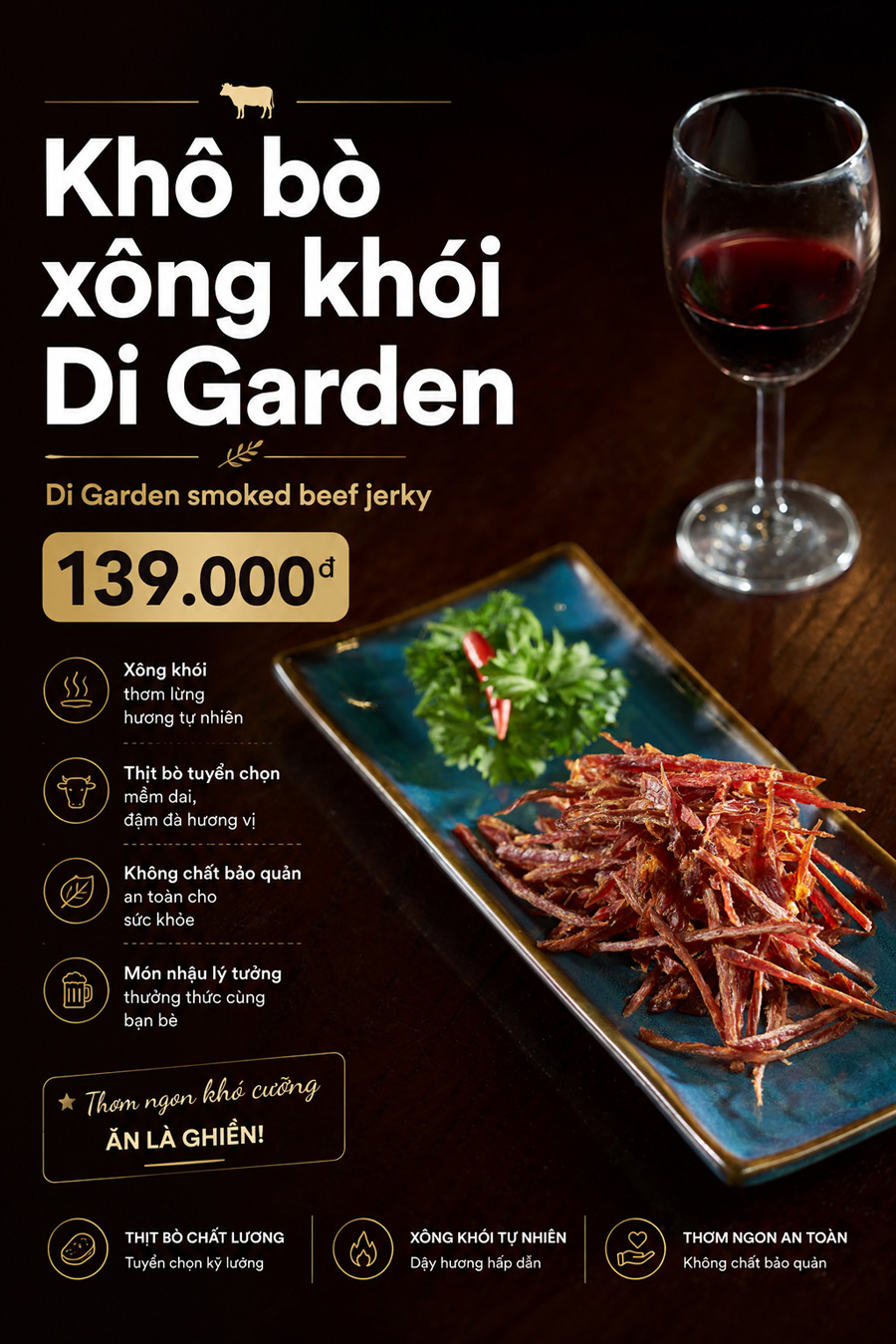 Khô bò xông khói Di Garden
