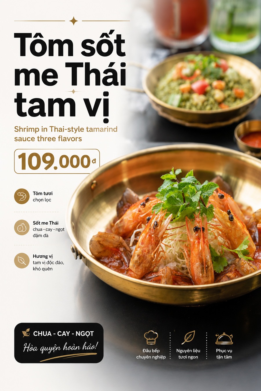 Tôm sốt me Thái tam vị